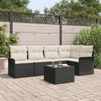 vidaXL Tuinbank Set met kussen met opslag 6 pcs Zwart Poly, Verzenden, Nieuw