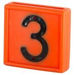 Nummerblok, 1-cijf., oranje om in te schuiven (cijfer 3) -