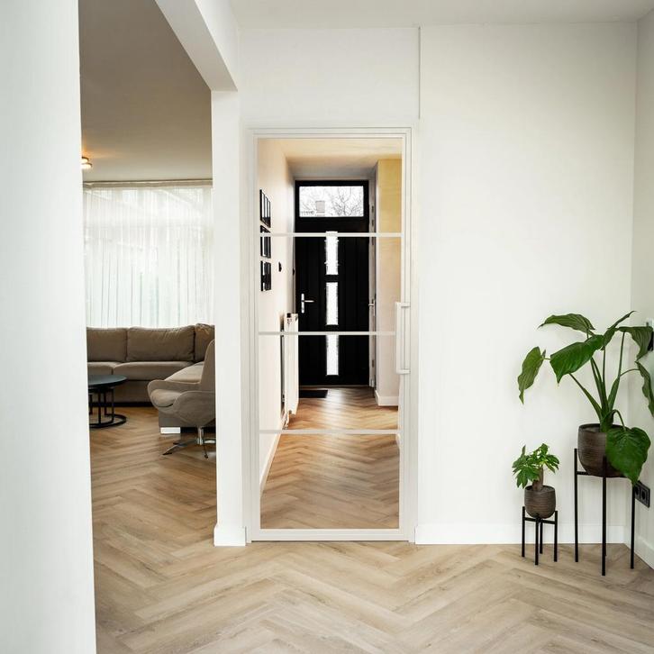 Stalen Binnendeur - Wit - 4 Vlaks - Helder glas, Doe-het-zelf en Bouw, Deuren en Vliegenramen, Nieuw, Metaal, Binnendeur, 200 tot 215 cm