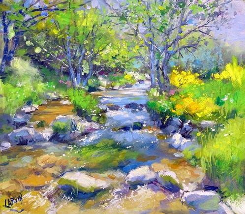 Carvin - Rivière de printemps, Antiek en Kunst, Kunst | Schilderijen | Klassiek