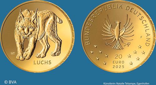 Brd 20 Euro goud 2025 Luchs Serie Rueckkehr der Wildtiere..., Postzegels en Munten, Munten | Europa | Euromunten, België, Verzenden