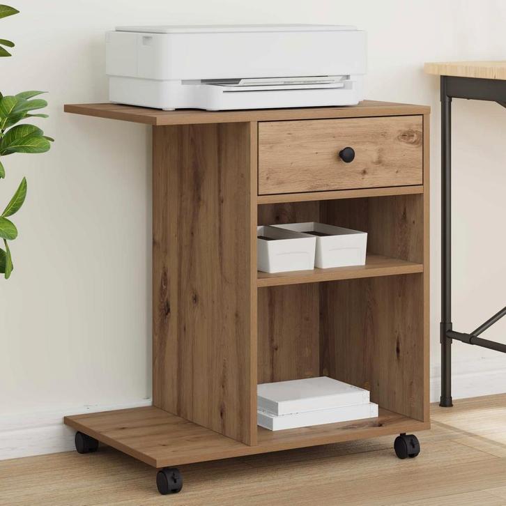 vidaXL Printerstand Ambachtelijk Eiken 60 x 40 x 68,5 cm, Computers en Software, Printers, Nieuw, Verzenden