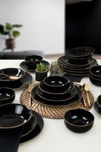 24-delige serviesset Black & Gold | Hermia, Verzenden, Nieuw, Keramiek