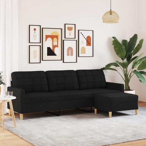 vidaXL Driezitsbank met voetenbank 210 cm stof zwart, Huis en Inrichting, Zetels | Zetels, Nieuw, Verzenden