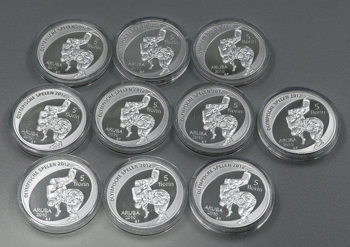 Aruba. 5 Florin 2010 Silver Olympics Games London 2012 -, Postzegels en Munten, Munten | Europa | Niet-Euromunten
