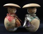 Set van 5 / Gesigneerd / houten Kokeshi-pop (Hoogte: 10–12