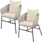 2dekans | 2 Tuinstoelen met touwgaas - Lichtgrijs - Incl., Huis en Inrichting, Ophalen of Verzenden, Nieuw