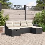 vidaXL 6-delige tuinset met kussens - zwart poly rattan, Tuin en Terras, Verzenden, Nieuw