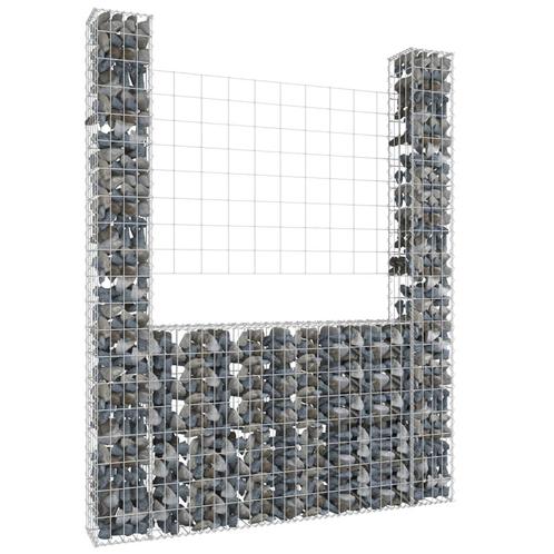 vidaXL Schanskorf U-vormig met 2 palen 140x20x200 cm ijzer, Tuin en Terras, Tuinhekken en Hekwerk, Nieuw, Verzenden