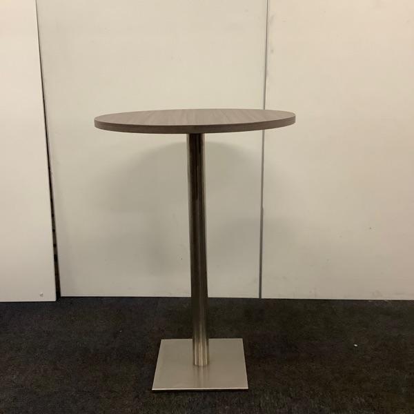statafel rond Ø 80 cm, hoogte 114 cm, bruin eiken - RVS, Huis en Inrichting, Tafelonderdelen, Gebruikt