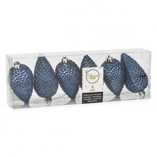 Kerst ornamenten | Dennenappels | 6 stuks (Blauw) disponible aux enchères