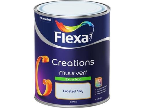 Veiling - Flexa Creations Muurverf Extra Mat Frosted Sky 1 l, Doe-het-zelf en Bouw, Verf, Beits en Lak