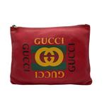 Gucci - Logo Print Leather Clutch Bag - Pochette, Nieuw