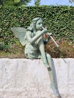 sculptuur, Tuinfee met fluit - 62 cm - Brons