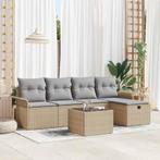vidaXL Tuinbank Set met kussen met opslag 6 pcs Beige Poly, Verzenden, Nieuw