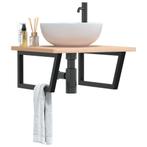 vidaXL Wandbeugels voor wasbak 2 st trapezium staal zwart, Doe-het-zelf en Bouw, Verzenden, Nieuw