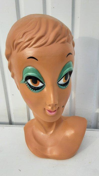 Twiggy mannequin head - Reclamebord - kunststof, Antiek en Kunst, Curiosa en Brocante