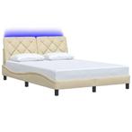 vidaXL Bedframe met LED zonder matras 120x200 cm stof crème, Verzenden, Nieuw
