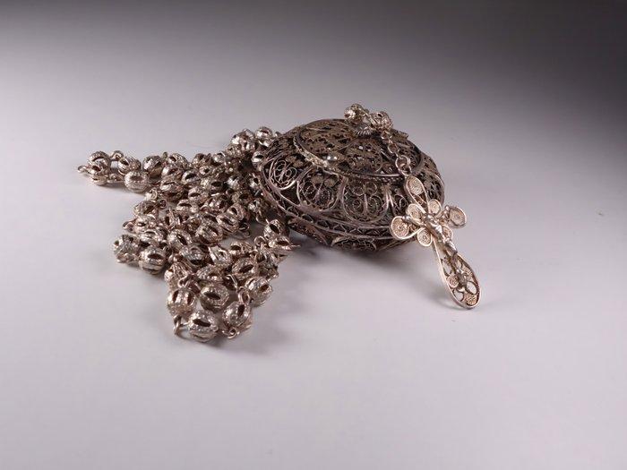 Rozenkrans - Zilver - 1950-1960 - Kettinkje van 800 zilver, Handtassen en Accessoires, Antieke sieraden