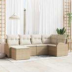 vidaXL Tuinbank Set met kussen 6 pcs Beige Poly rattan, Verzenden, Nieuw