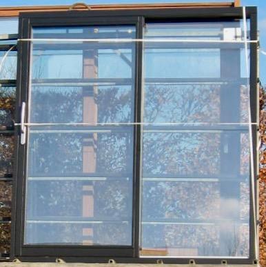 afrormosia houten schuifraam , schuifdeur , pui 197 x 210, Doe-het-zelf en Bouw, Raamkozijnen en Schuifdeuren, Inclusief glas