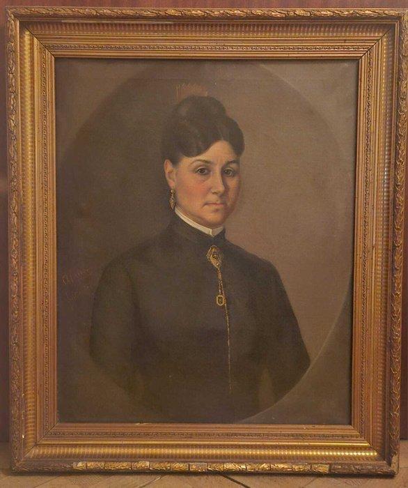 Spaanse school (XIX) - Retrato de dama - NO RESERVE, Antiek en Kunst, Kunst | Schilderijen | Klassiek