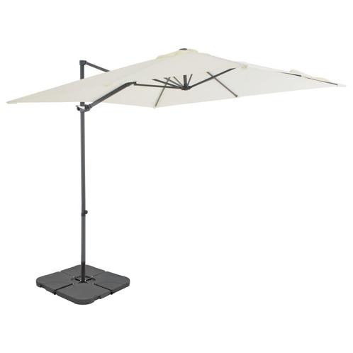 vidaXL Parasol met draagbare voet zandkleurig, Tuin en Terras, Parasols, Nieuw, Verzenden