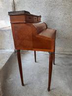 Bureau cylindre - Bois marqueté, marbre, laiton - Secrétaire, Antiek en Kunst