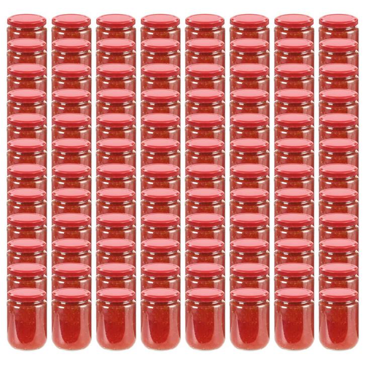 vidaXL Jampotten met rode deksels 96 st 230 ml glas, Huis en Inrichting, Keuken | Potten en Pannen, Nieuw, Verzenden