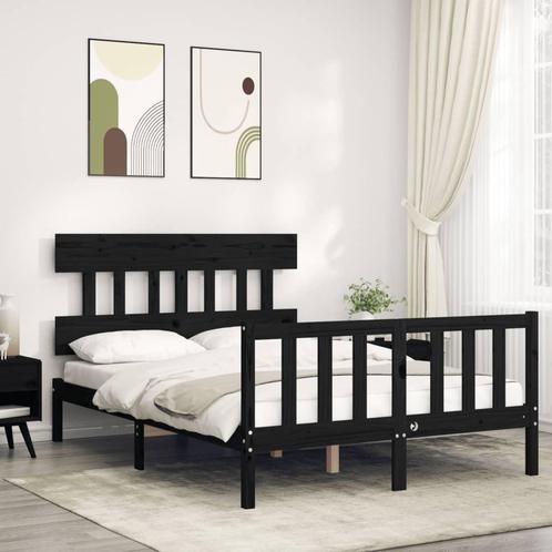 vidaXL Cadre de lit avec tête de lit noir petit double, Maison & Meubles, Chambre à coucher | Lits, Neuf, Envoi