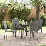 vidaXL Tuin Eettafel Set 5 pcs Grijs Gepoedercoat staal, Verzenden, Nieuw