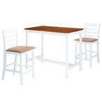 vidaXL Bartafel- en barstoelenset massief hout bruin en wit, Verzenden, Nieuw