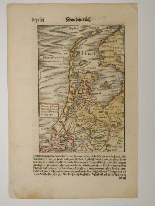 Nederland - Noord - en Zuid Holland; Munster - Holad - 1560, Boeken, Atlassen en Landkaarten