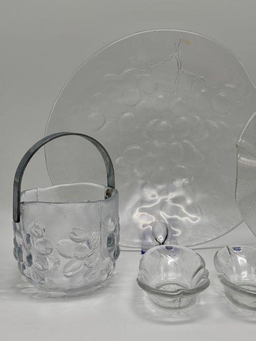 Kosta Boda - Dienblad (5) - Druiven, appelboom, blad - Glas, Antiek en Kunst, Curiosa en Brocante