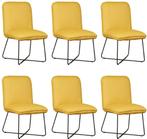 Set van 6 Gele leren industriële design eetkamerstoelen -, Nieuw, Vijf, Zes of meer stoelen, Modern, Leer