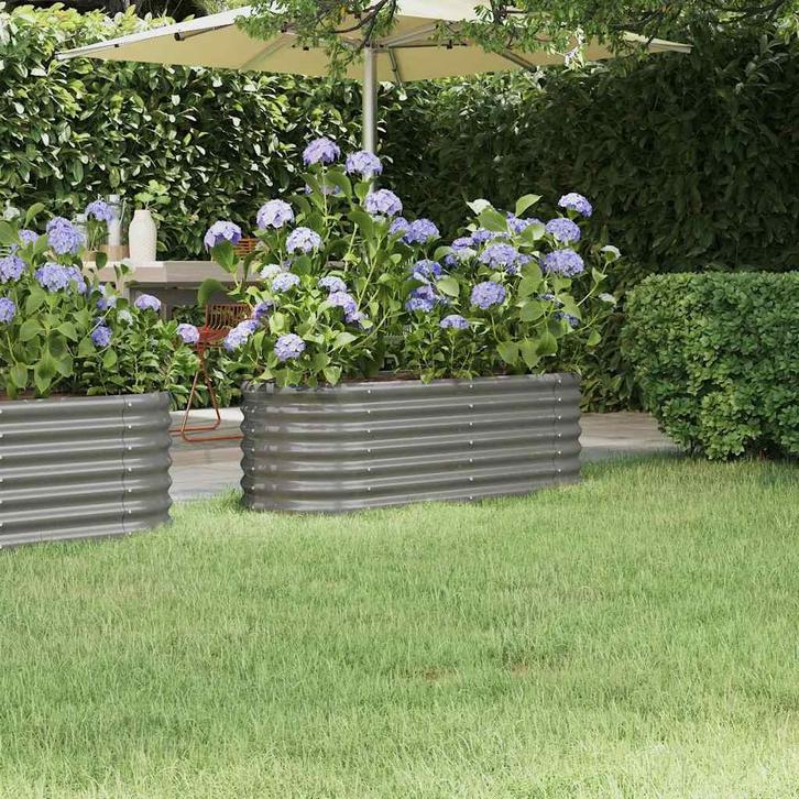 vidaXL Plantenbak 114x40x36 cm gegalvaniseerd staal grijs, Tuin en Terras, Bloempotten, Nieuw, Verzenden