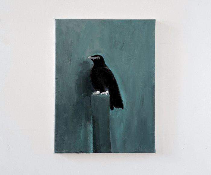 Matthieu van Riel - Black Bird with White Feet, Antiek en Kunst, Kunst | Schilderijen | Modern