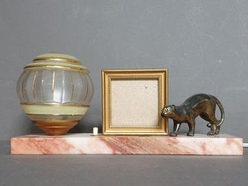 Lampe - Art déco lampe globe boule porte photo panthère chat