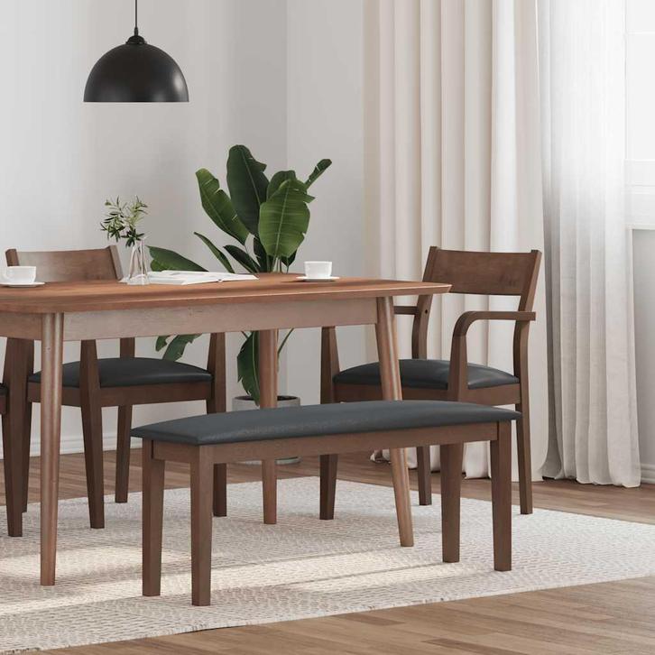 vidaXL Bank 110 cm massief hout rubber bruin, Huis en Inrichting, Stoelen, Nieuw, Verzenden
