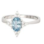 Ring - 18 karaat Witgoud - 1.40ct. tw. Aquamarijn - Diamant, Handtassen en Accessoires, Ringen, Nieuw