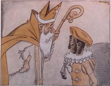 Sinterklaas en rassenleer op spotprent (lijst optie) beschikbaar voor biedingen