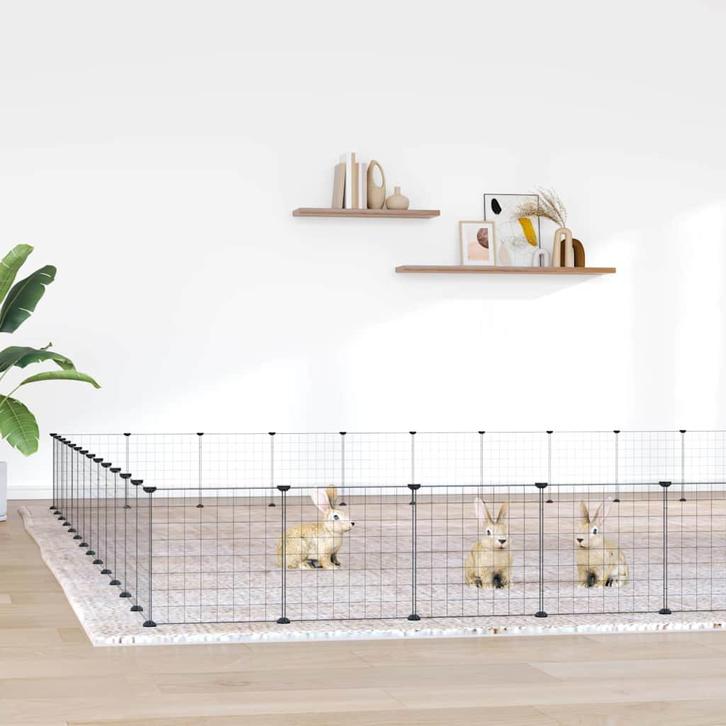 vidaXL Huisdierenkooi met deur 52 panelen 35x35 cm staal, Animaux & Accessoires, Rongeurs & Lapins | Cages & Clapiers, Envoi