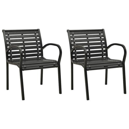 vidaXL Tuinstoelen 2 st staal en HKC zwart, Tuin en Terras, Tuinstoelen, Nieuw, Verzenden