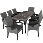 Wicker tafel Foggia met 8 stoelen Rosarno - grijs, Tuin en Terras, Nieuw, Verzenden