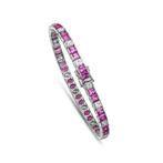 Tennis armband - 18 karaat Witgoud Saffier - Diamant, Handtassen en Accessoires, Antieke sieraden
