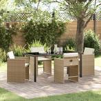 vidaXL Tuin Eettafel Set 5 pcs Beige poly rattan, Tuin en Terras, Verzenden, Nieuw