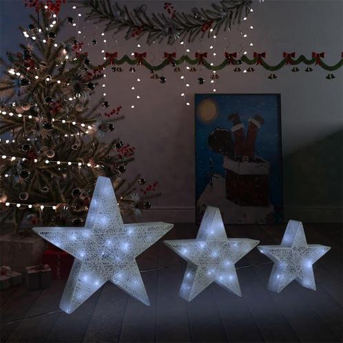 vidaXL Étoile de décoration de Noël 3pcs Blanc LED, Diversen, Kerst, Verzenden