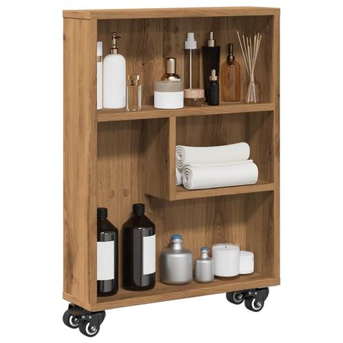 vidaXL Opbergtrolley smal 48x13x68 cm bewerkt hout, Huis en Inrichting, Kasten | Boekenkasten, Nieuw, Verzenden