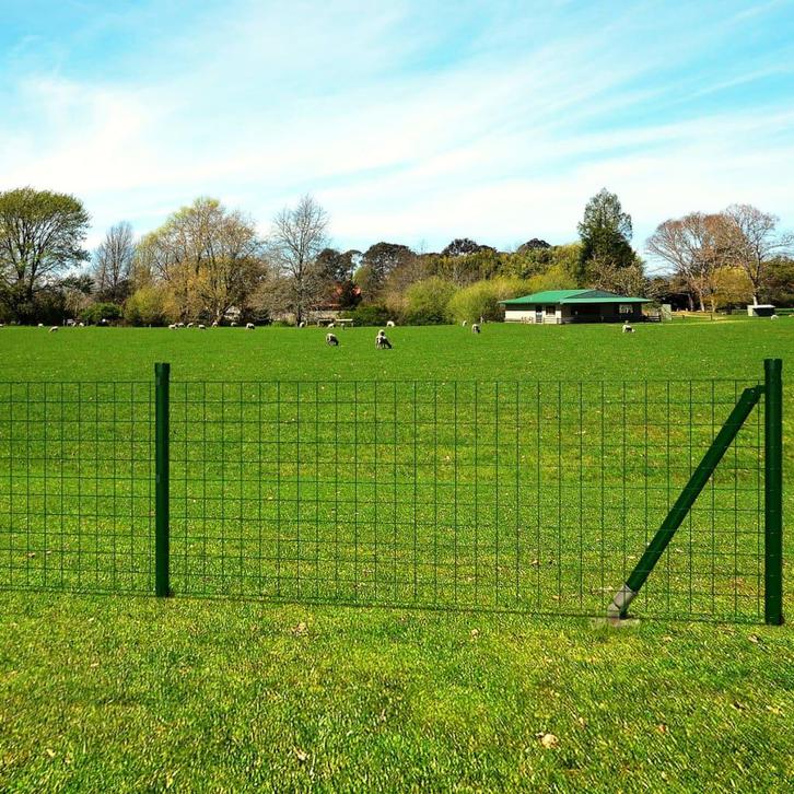vidaXL Euro hek 10x0,8 m staal groen, Tuin en Terras, Tuinhekken en Hekwerk, Nieuw, Verzenden