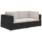 Hoekbank : Rattan Zwart met Kussens | Retour Deal | Top K..., Verzenden, Minder dan 75 cm, Hoekbank, Minder dan 150 cm